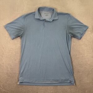 Peter Millar Mens Polo Shirt Large‎ Blue Pattern Golf Casual Short Sleeve Preppy